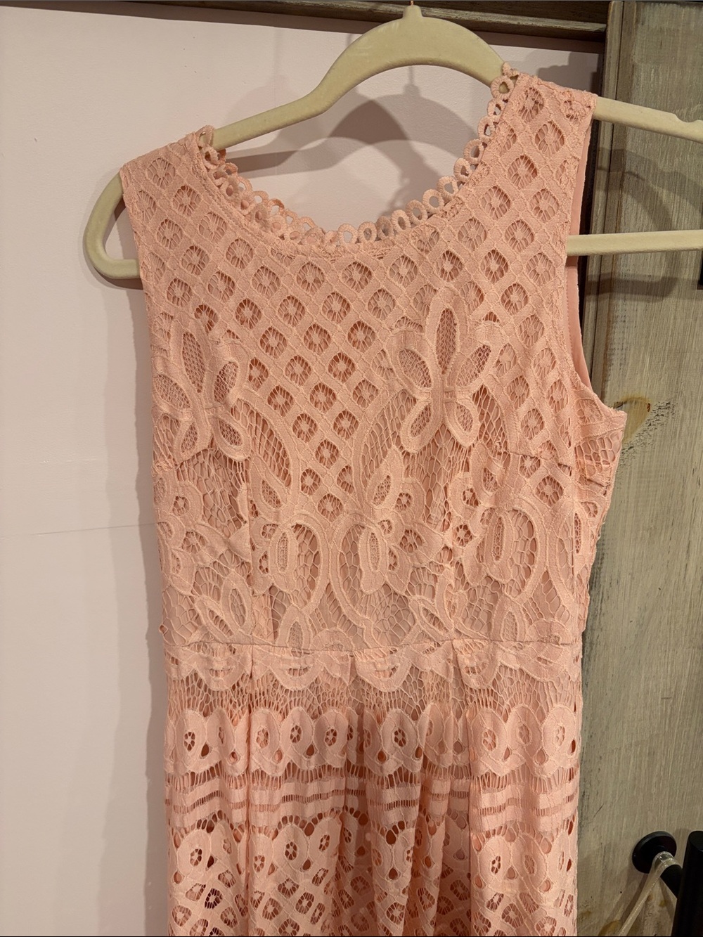 Sleeveless Blush Lace Midi Dress